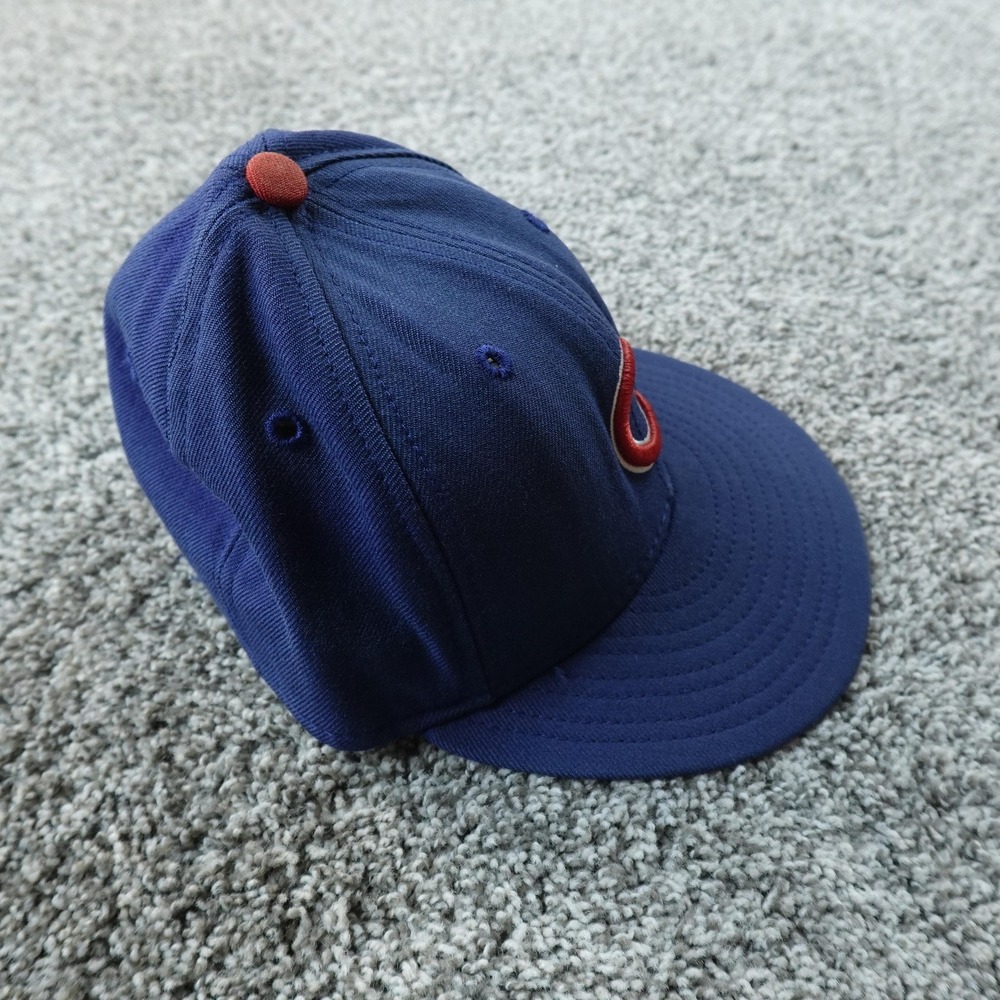 VTG Chicago Cubs Hat Cap Fitted Mens 7 Blue MLB Baseball New Era Wool 90s USA - Picture 5 of 11